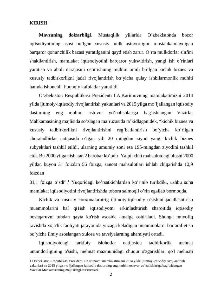 BANDLIKNI DAVLAT TOMONIDAN TARTIBGA SOLISH IQTISODIY MEXANIZMINI TAKOMILLASHTIRISH HOLATINING TAHLILI 2