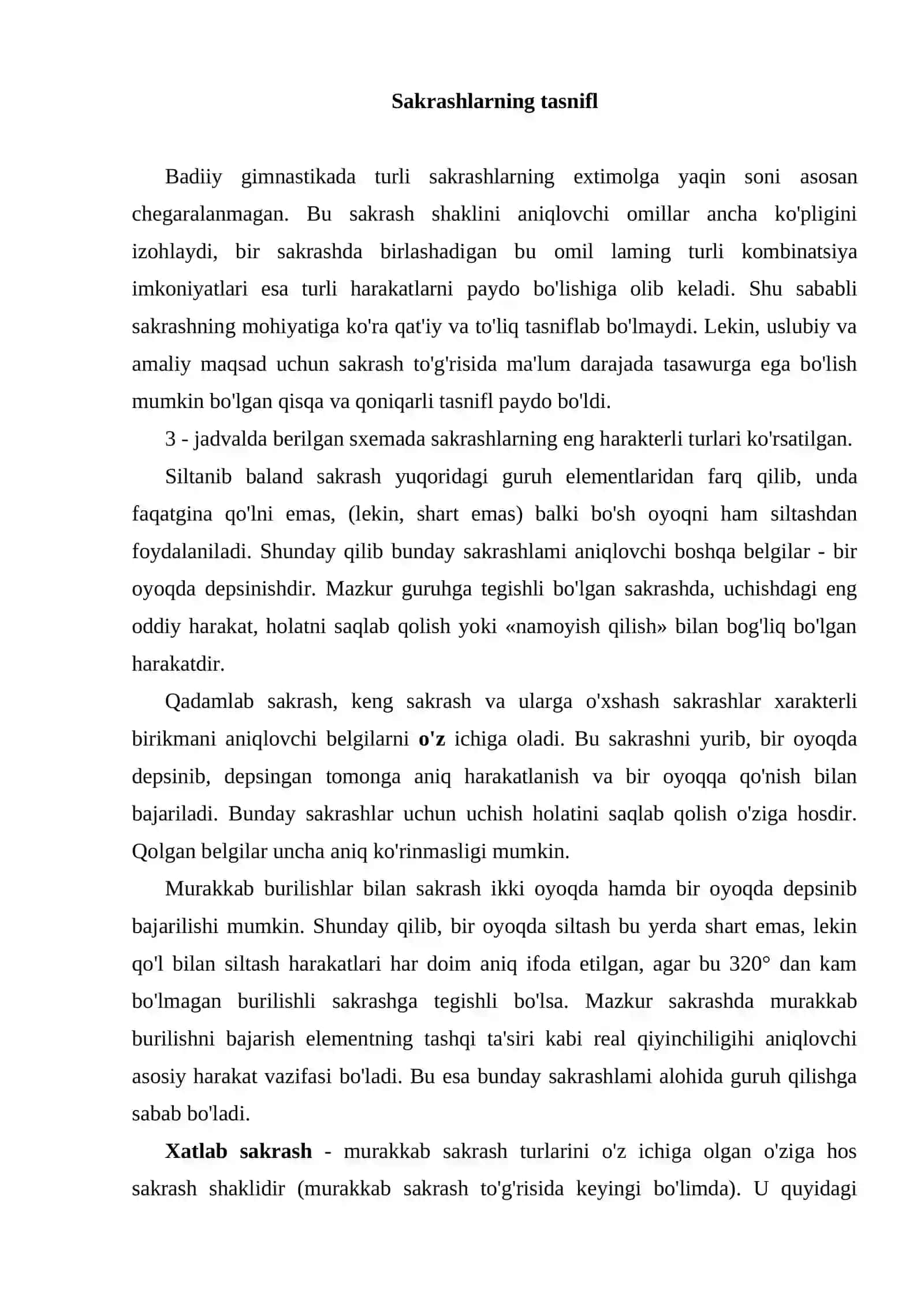 Sakrash texnikasi asoslari va uni o`rgatish uslubiyati 2