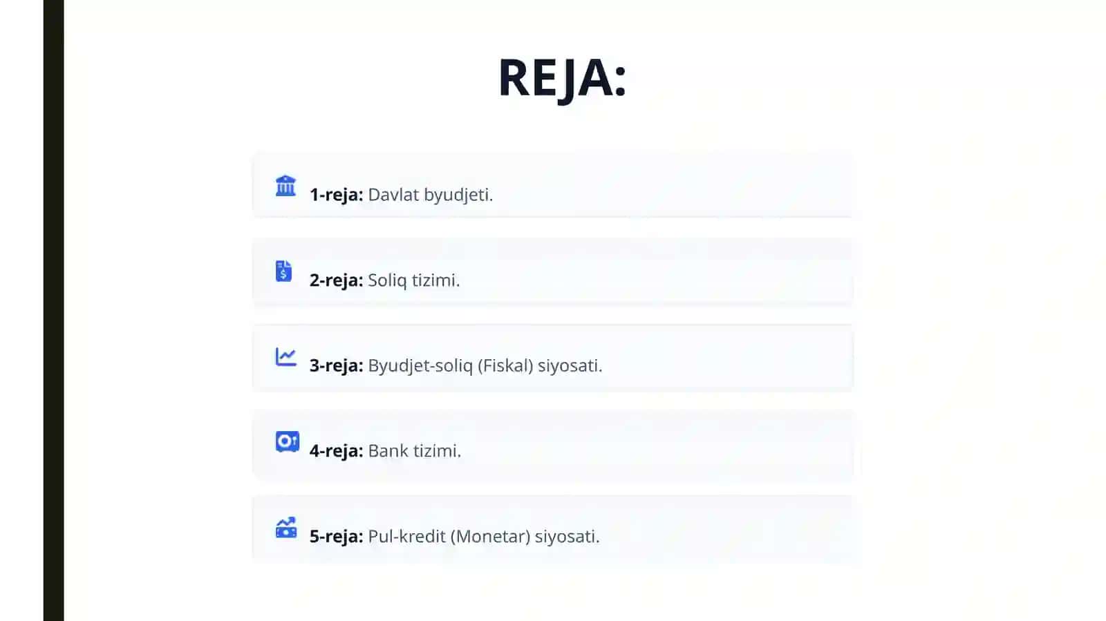 Makroiqtisodiy Siyosat va Moliya || Davlat Byudjeti,Soliq tizimi,Byudjet soliq siyosati, Bank tizimi va Pul-Kredit Siyosati 2