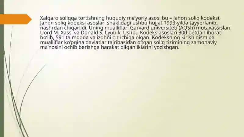 Xalqaro soliqqa tortishning huquqiy-me’yoriy asoslari 2