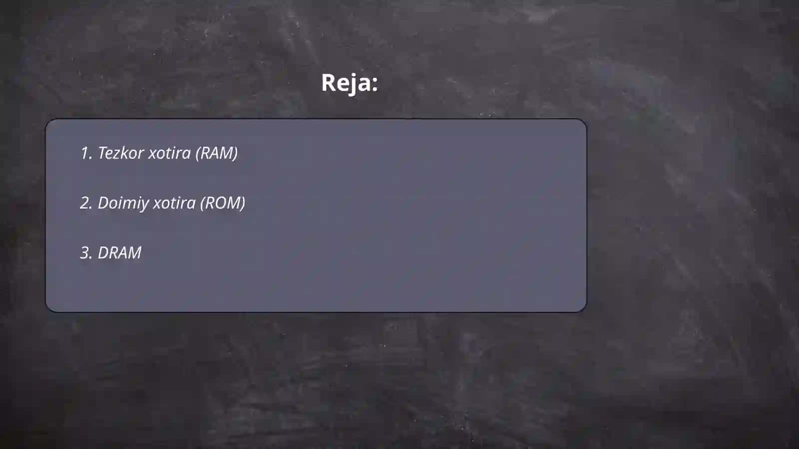 Tezkor va doimiy xotira qurilmalari 2