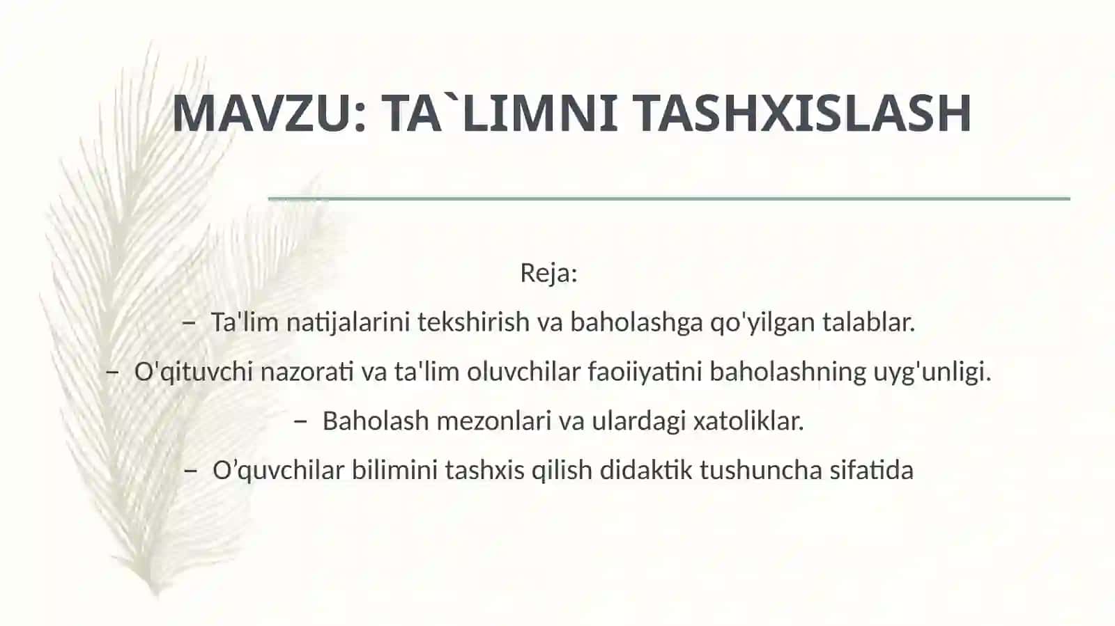 TA`LIMNI TASHXISLASH 2
