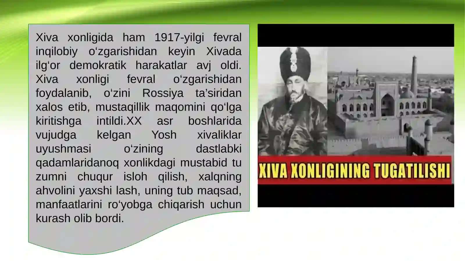 XIVA XONLIGI VA BUXORO AMIRLIGI QIZIL ASKARLAR TOMONIDAN TUGATILISHI 2