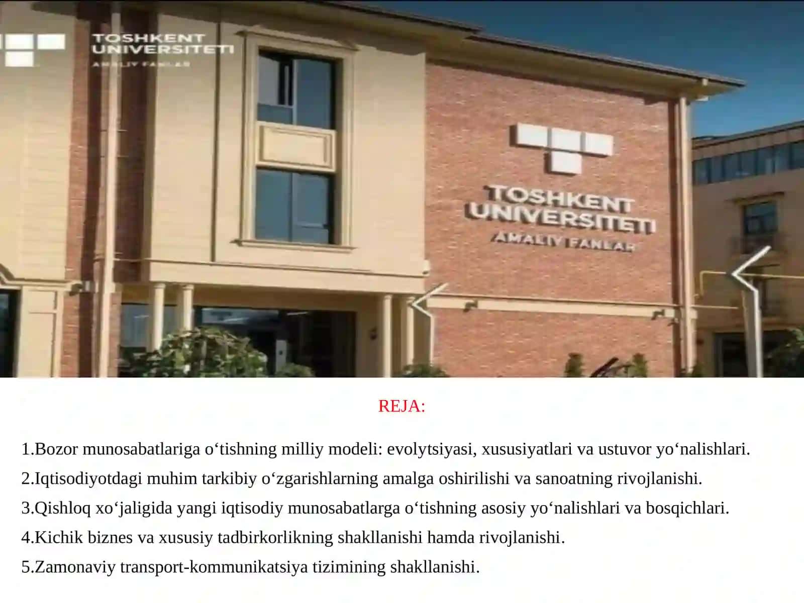6О‘ZBEKISTONDA IQTISODIY ISLOHOTLARNING AMALGA OSHIRILISHI, BOZOR MUNOSABATLARINING SHAKLLANISHI 2