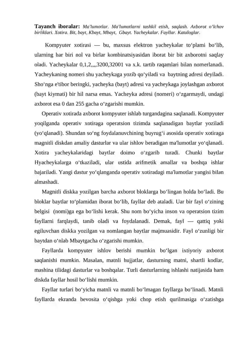 Yacheykalar, fayllar va kataloglar bilan ishlash 2