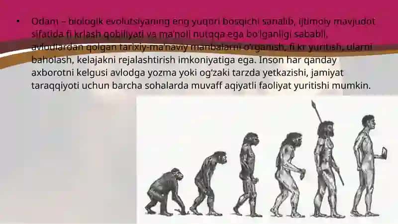 ANTROPOLOGIYA – ODAM EVOLUTSIYASI HAQIDAGI FAN 2