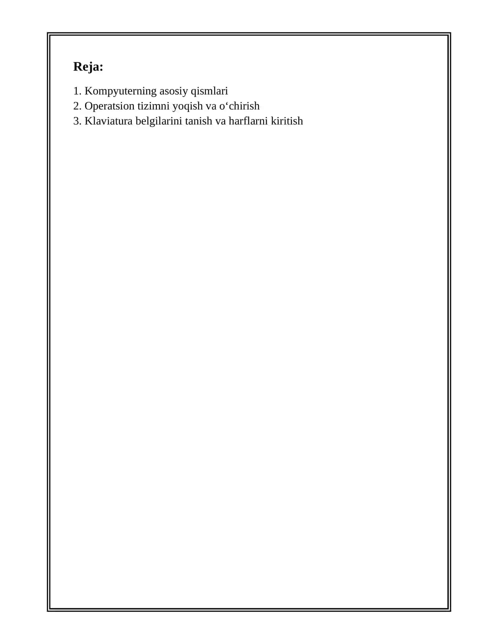 2-SINF INFORMATIKA FANIDAN TEST SAVOLLARI VA JAVOBLARI 3-CHORAK 2