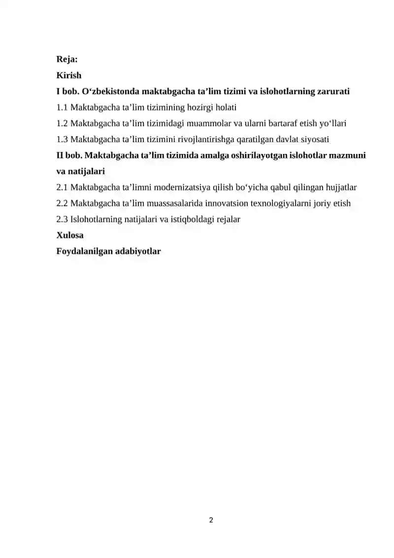 MAKTABGACHA TA'LIM MENEJMENTI 2