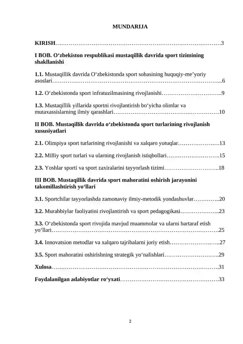 O‘zbekiston Respublikasi mustaqillik davrida sport turlarining rivojlanishi 2