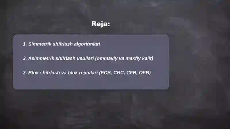 Axborotni shifrlash usullari 2