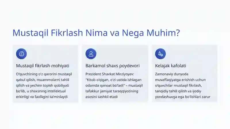 Mustaqil Fikrlashni Rivojlantirish 2
