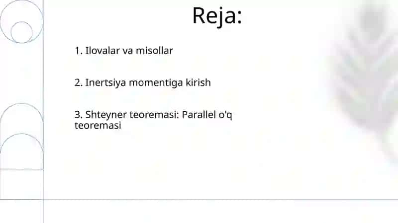 Inersiya momenti. Shteyner teoremasi 2
