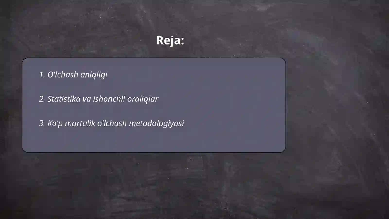 Teng imkoniyatli va ko’p marta o’lchangan miqdorning eng ishonchli qiymati va aniqligini baholash 2