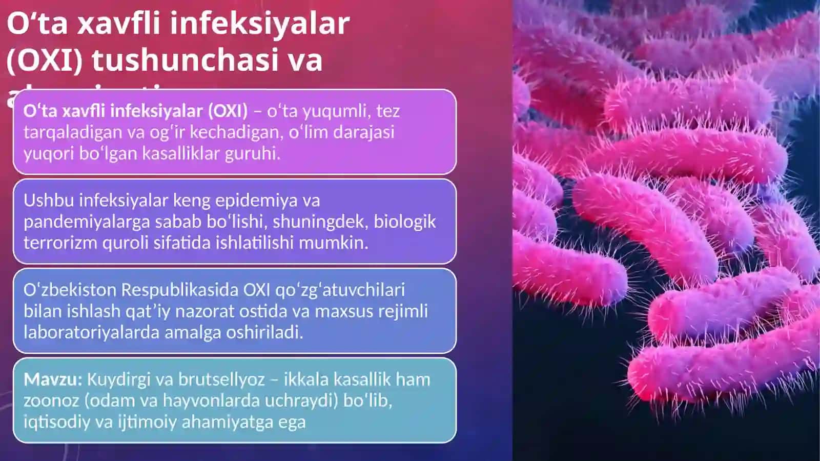 O'ta xavfli infeksiyalar  Kuydirgi va burutsellyoz qoʻzgʻatuvchilarini tasnifi va laboratoriya tashxisi 2