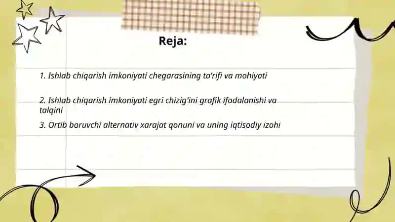 Ishlab chiqarish imkoniyati va uning chegarasi 2