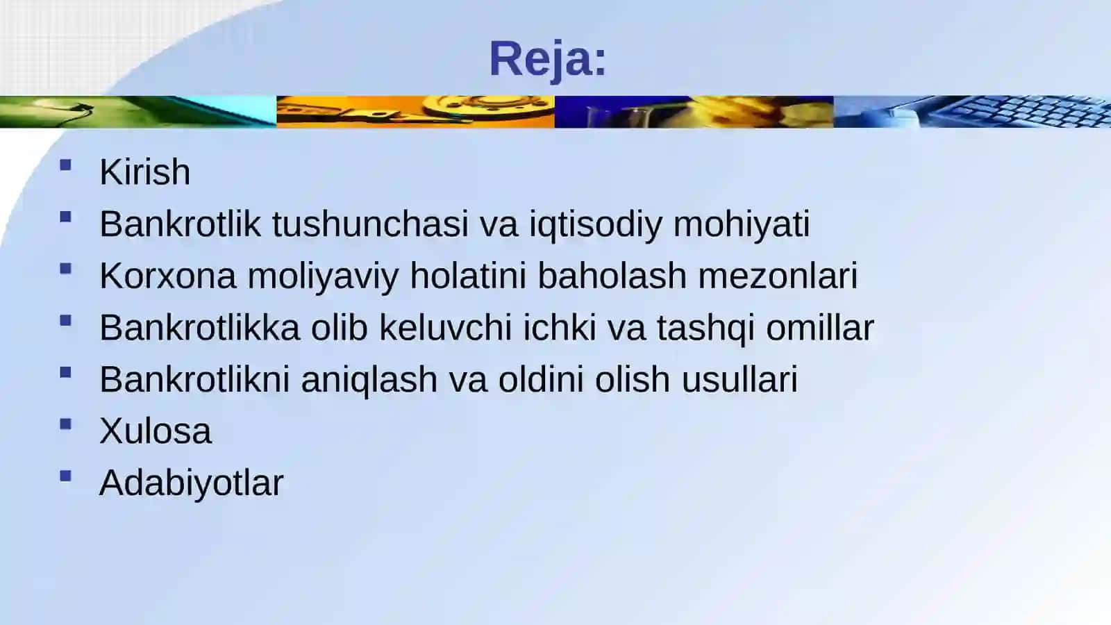 Korxona iqtisodiy nochorliligi (bankrotligi) ni tahlil qilish 2