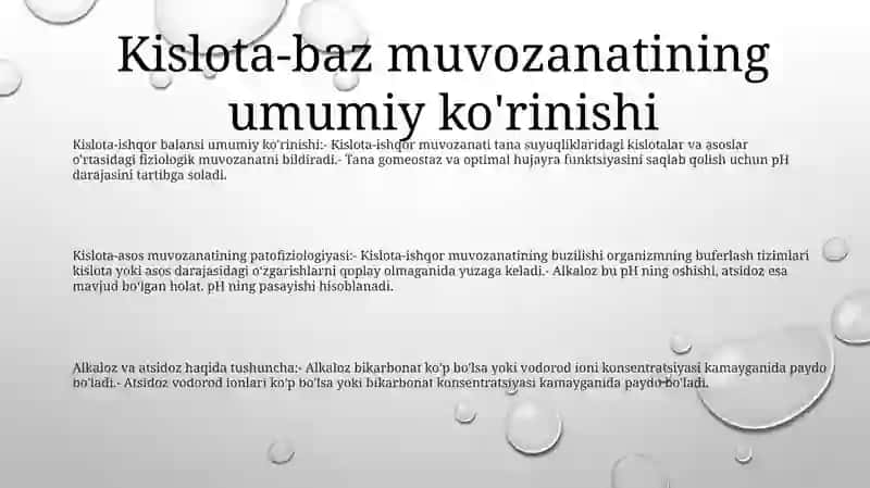 Kislota Ishqorlar Muvozanati Patofiziologiyasi 2