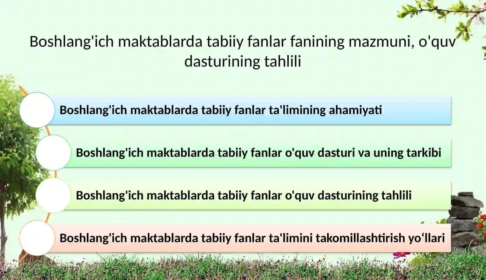 Boshlang'ichmaktablardatabiiyfanlarfaniningmazmuni,o'quvdasturiningtahlili 2