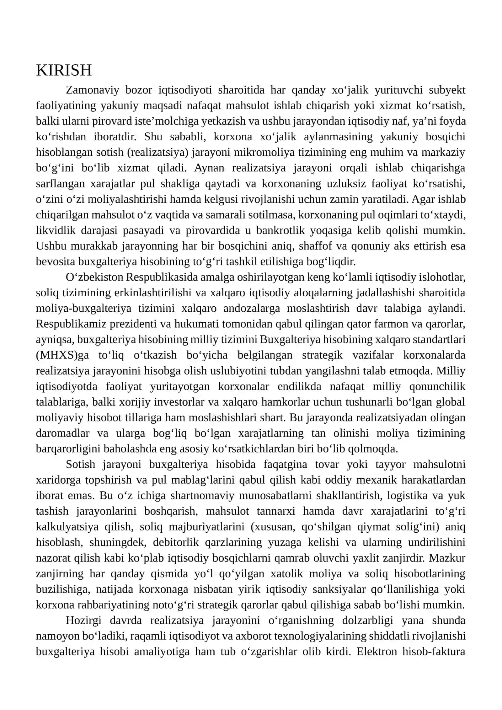 Sotish (realizatsiiya) jarayonining hisobi 2