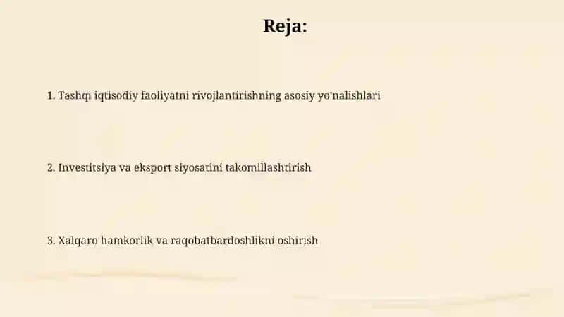 Davlatning tashqiiqtisodiy faoliyatni rivojlantirishning iqtisodiy siyosati 2