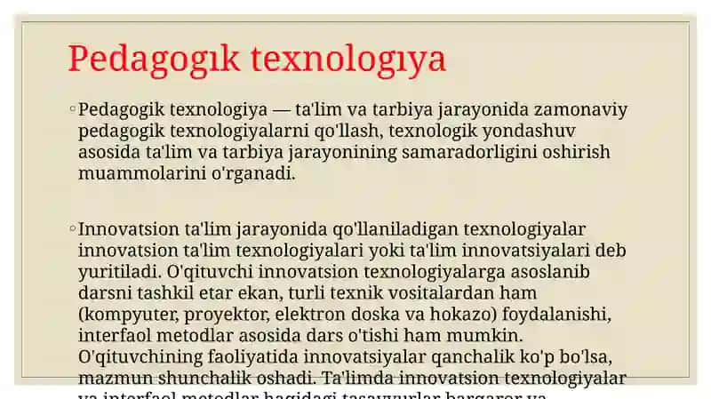 Pedagogik texnologiya 2