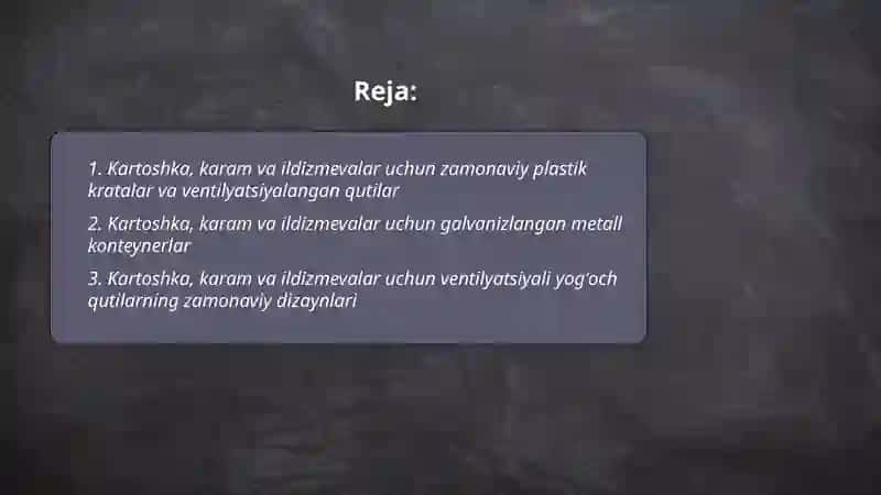 Kartoshka karam va ildizmevalar saqlash 2