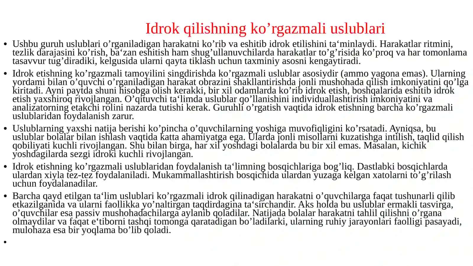 Idrok etishning ko’rgazmali uslublari 2