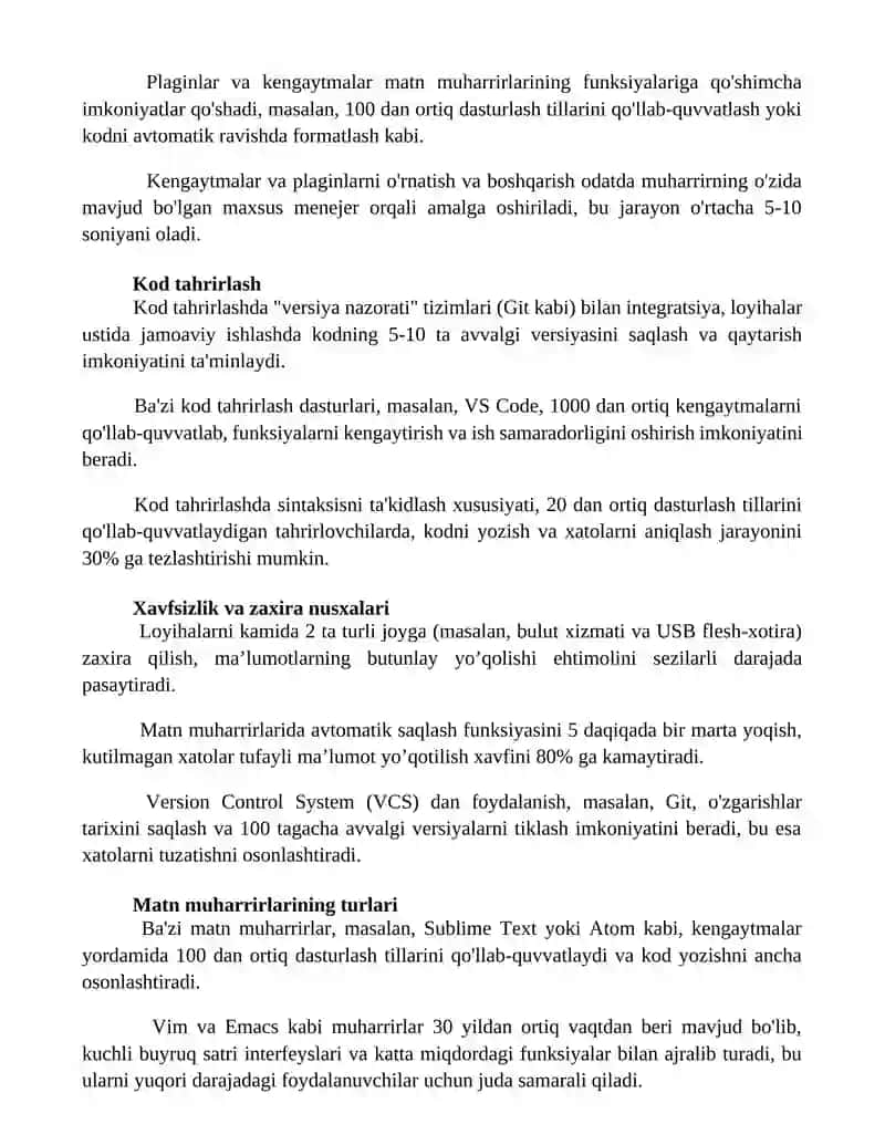 Matn muharrirlari va ular bilan ishlash 2