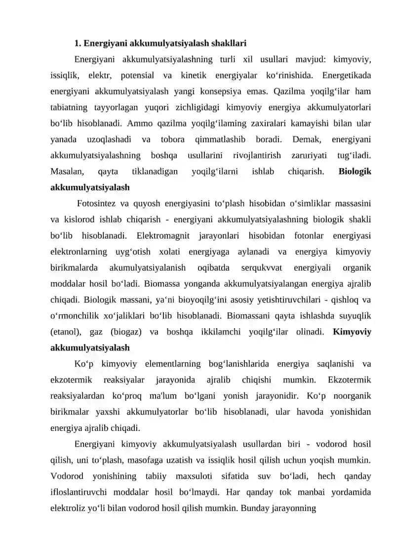MUQOBIL ENERGIYANI AKKUMULYATSIYA QILISH. 2