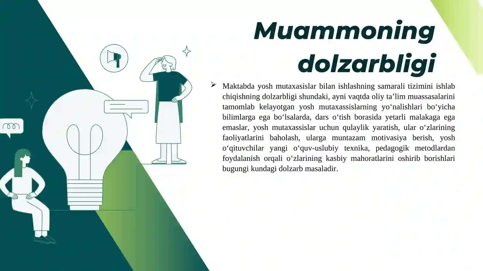 MAKTABDA YOSH MUTAXASSISLAR BILAN ISHLASH amaliy topshiriq 2