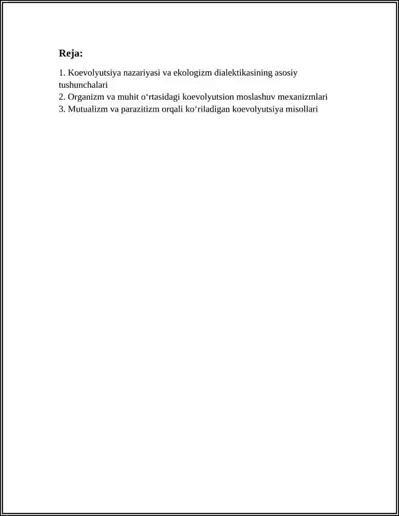"KOEVOLYUTSIYA VA ENVIRONMENTMENTALIZM DIALEKTIKASI" 2