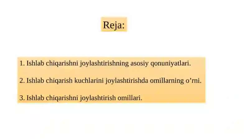 Ishlab chiqarish kuchlarini joylashtirish qonuniyatlari va tamoyillari 2