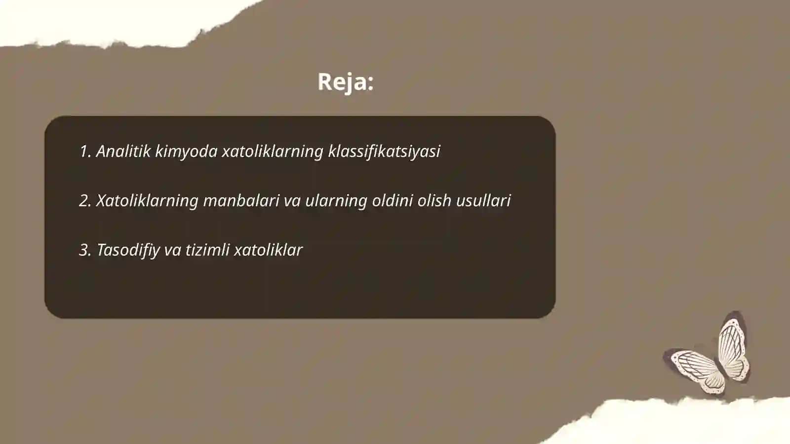 Analitik kimyoda xatolar.Dispersion analiz.Regression va korrelyasion analiz 2