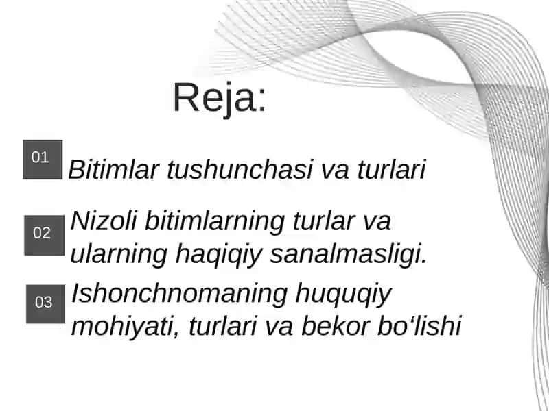 Nizoli bitimlarning turlari va ularning haqiqiy sanalmasligi 2