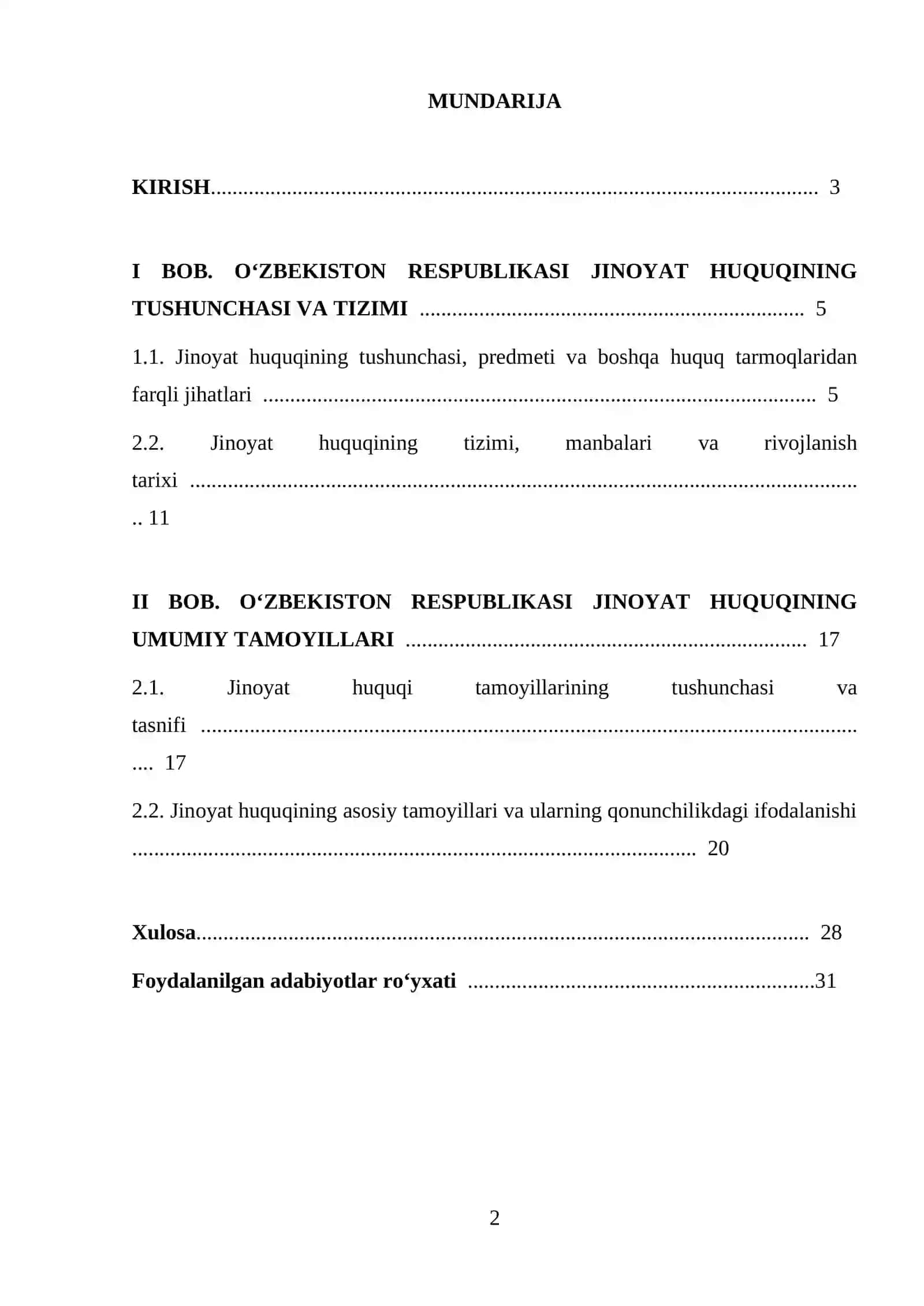 O‘zbekiston respublikasi jinoyat huquqining umumiy tamoyillari 2
