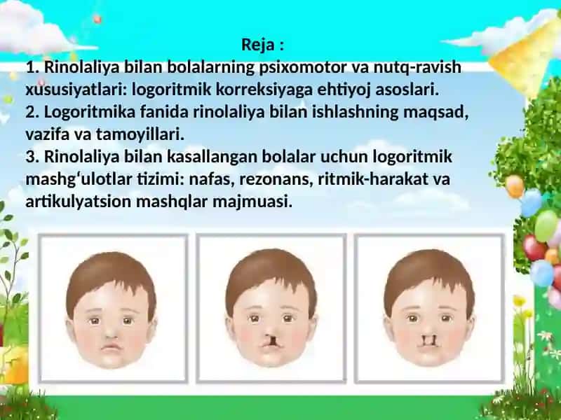 Rinolaliya bilan kasallanganlar uchun logoritmik mashg’ulotlar 2
