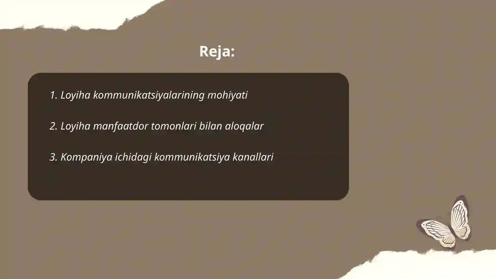Loyiha kommunikatsiyalarini boshqarish 2