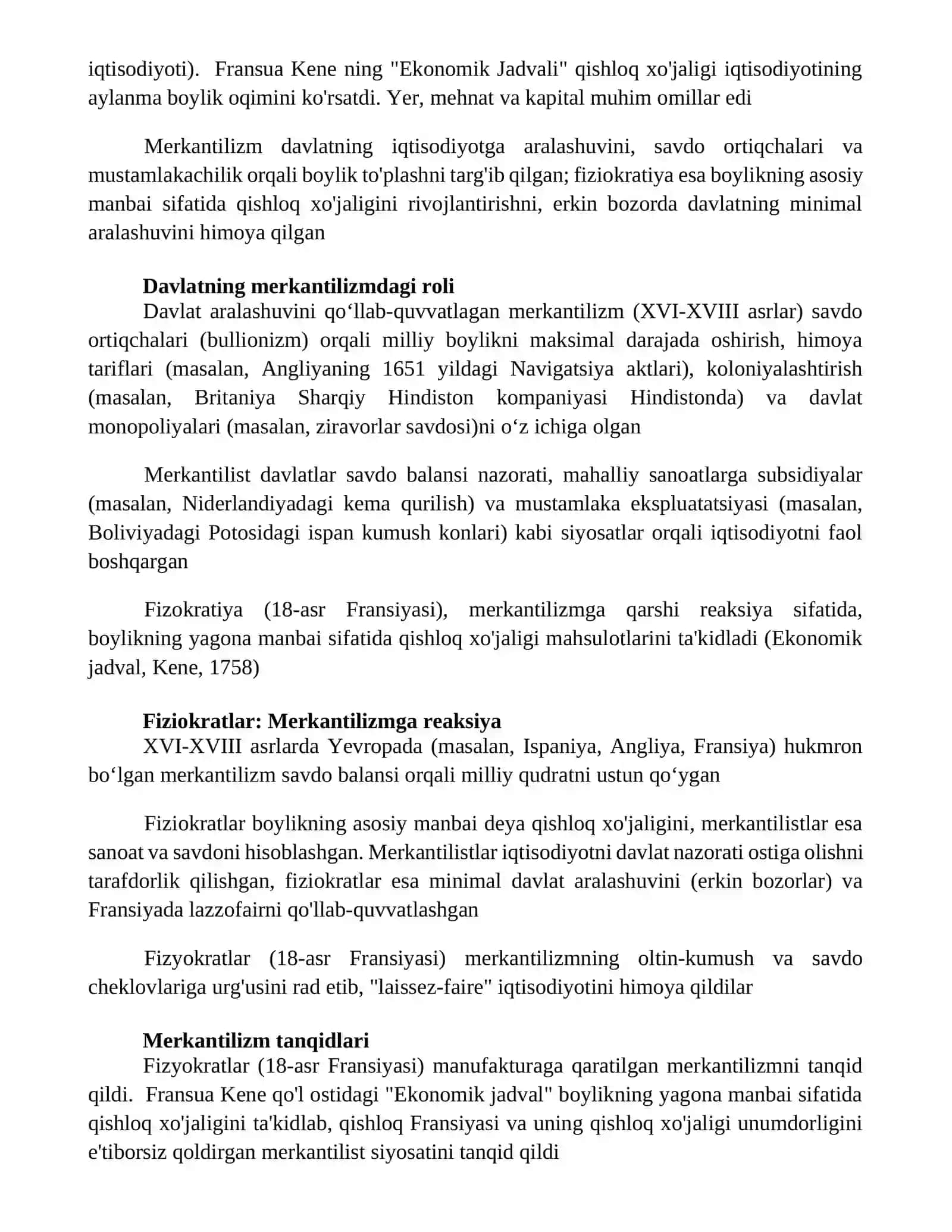 Merkantilizm va fiziokratlar iqtisodiy ta'limotlar 2