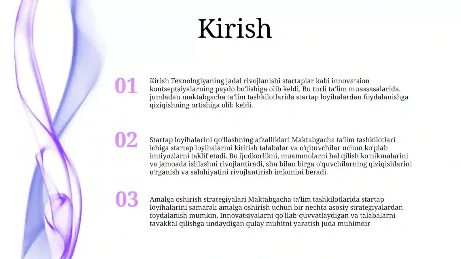 Startap Loyihalarni Qo'Llash 2