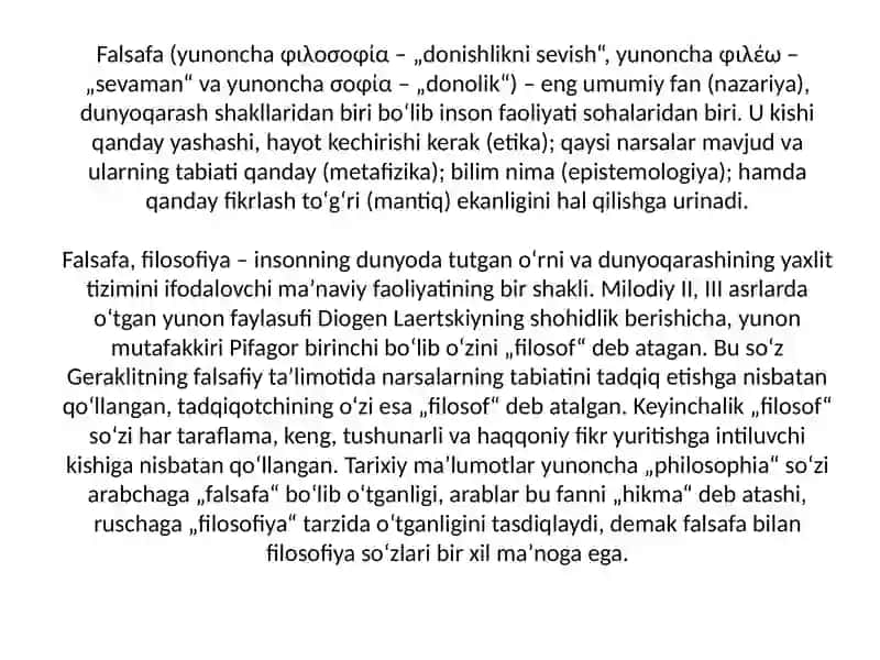 Falsafaning mohiyatiga oid Sharq va G’arb mutafakkirlari ta’riflarini tasniflash 2