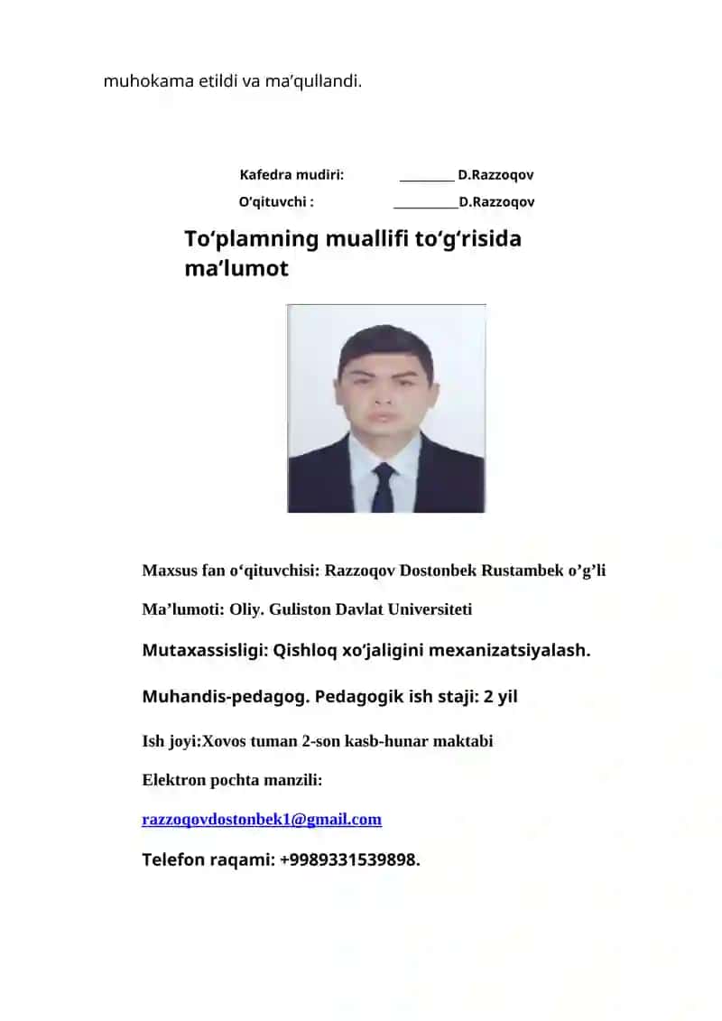 "Texnikaviy chizmachilik" FANIDAN O’QUV MATERALLAR TO’PLAMI 2