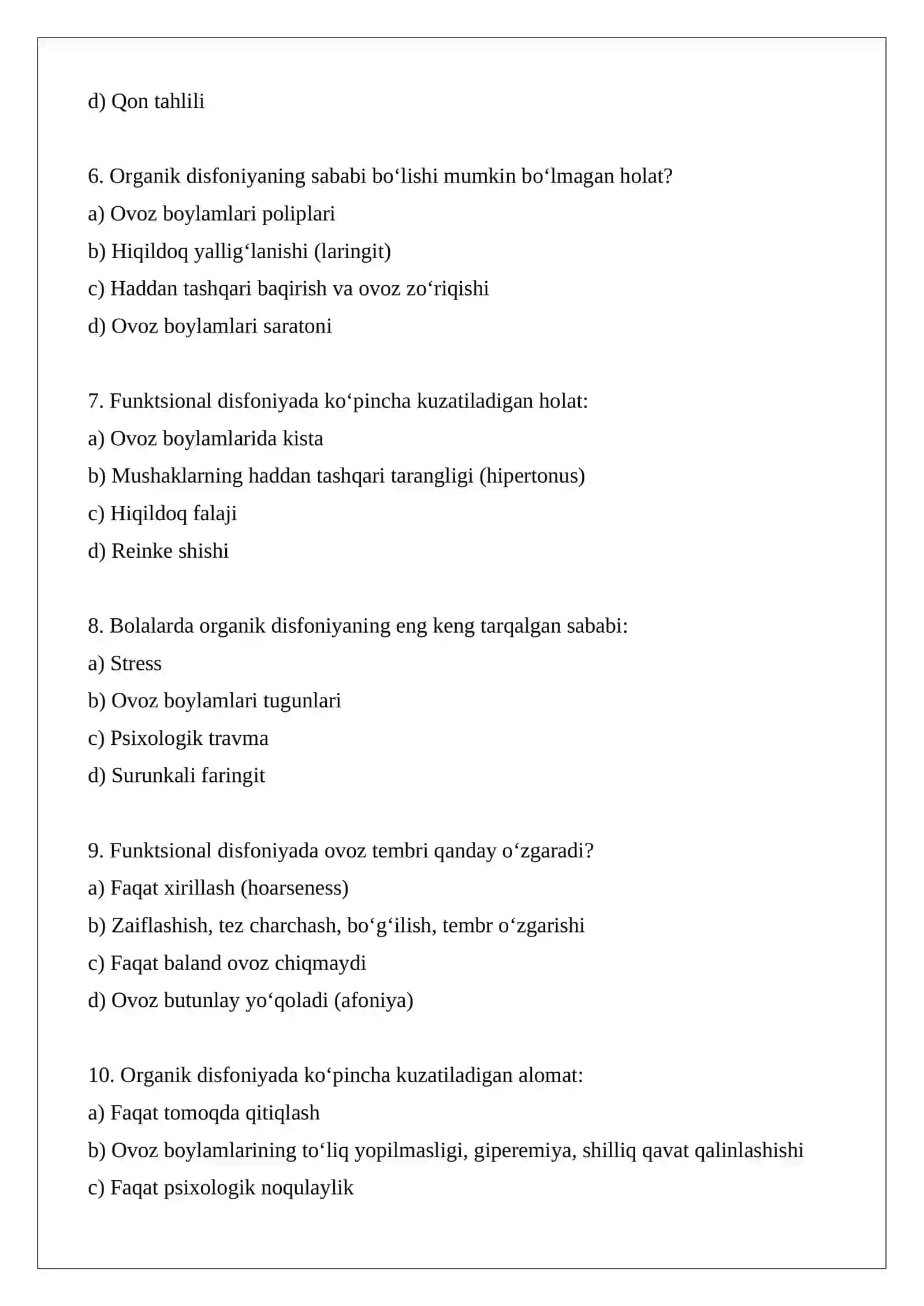 Funktsional va organik disfoniyalar 2