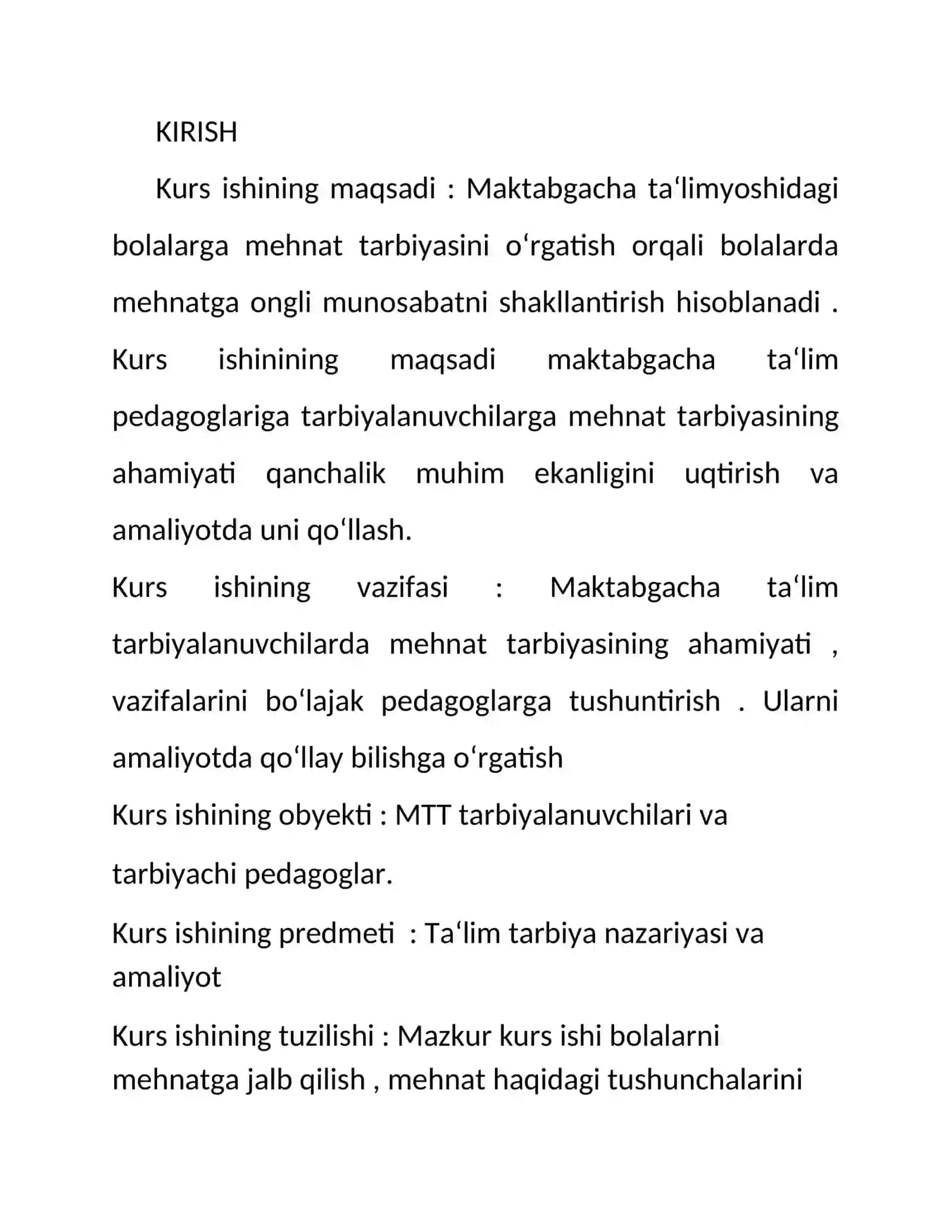 "Ilk qadam" davlat dasturi asosida faoliyat markazlarida maktabgacha yoshdagi bolalar mehnatini tashkil qilish 2