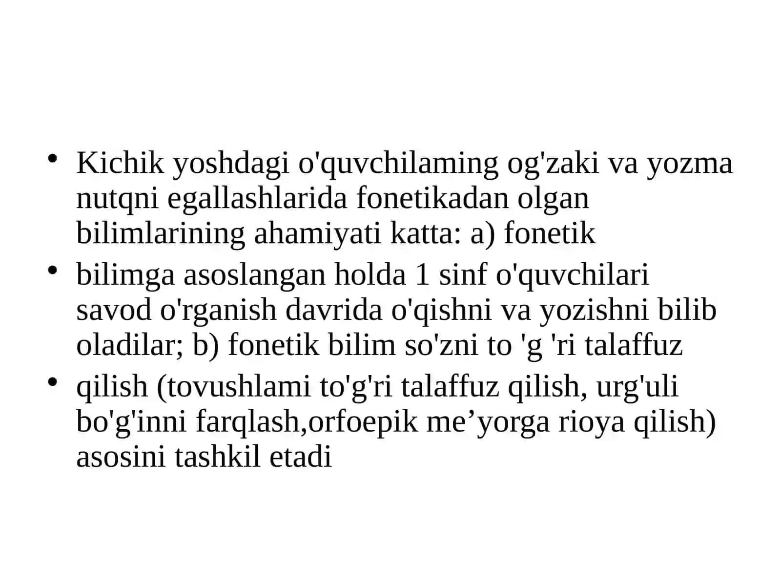 Fonetika va Grafika asoslarini o'rgatish metodikasi 2