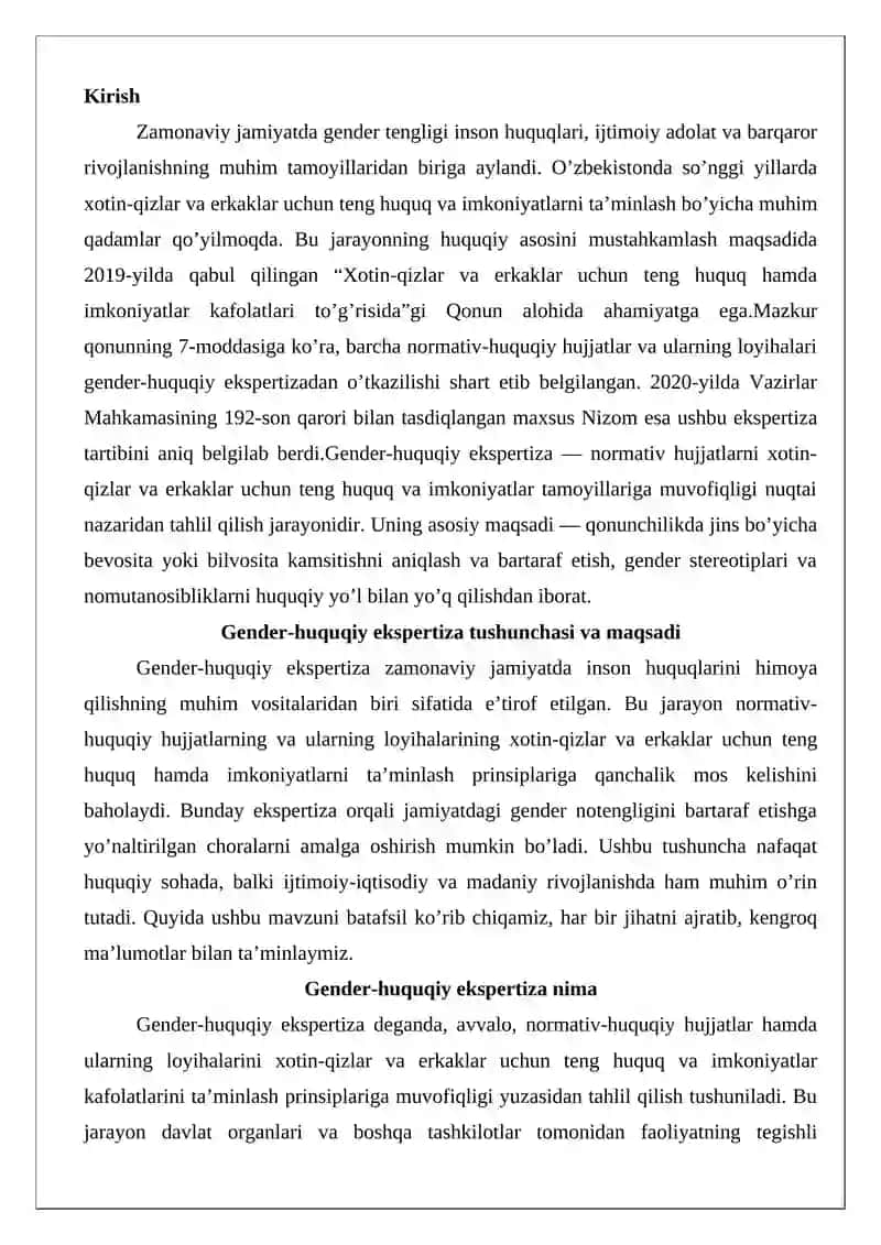 Gender-huquqiy ekspertizadan o’tkazish 2