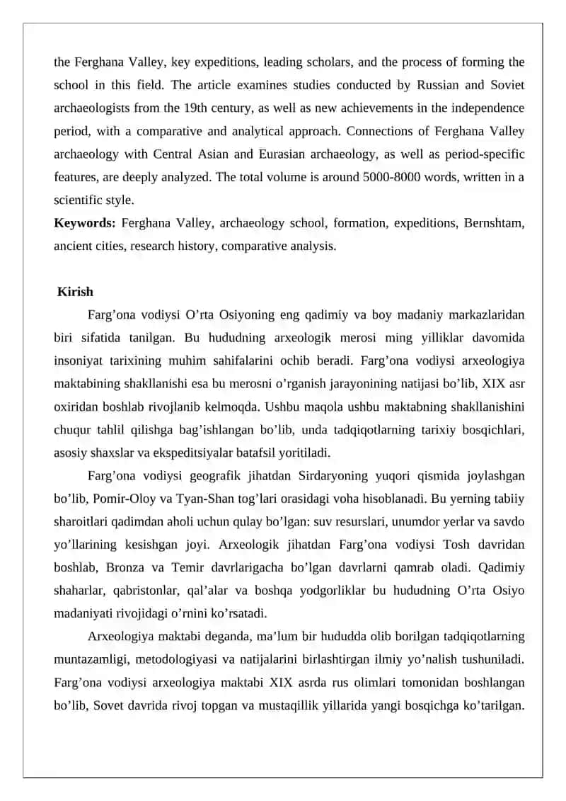 Farg’ona vodiysi arxeologiya maktabining shakllanishi 2