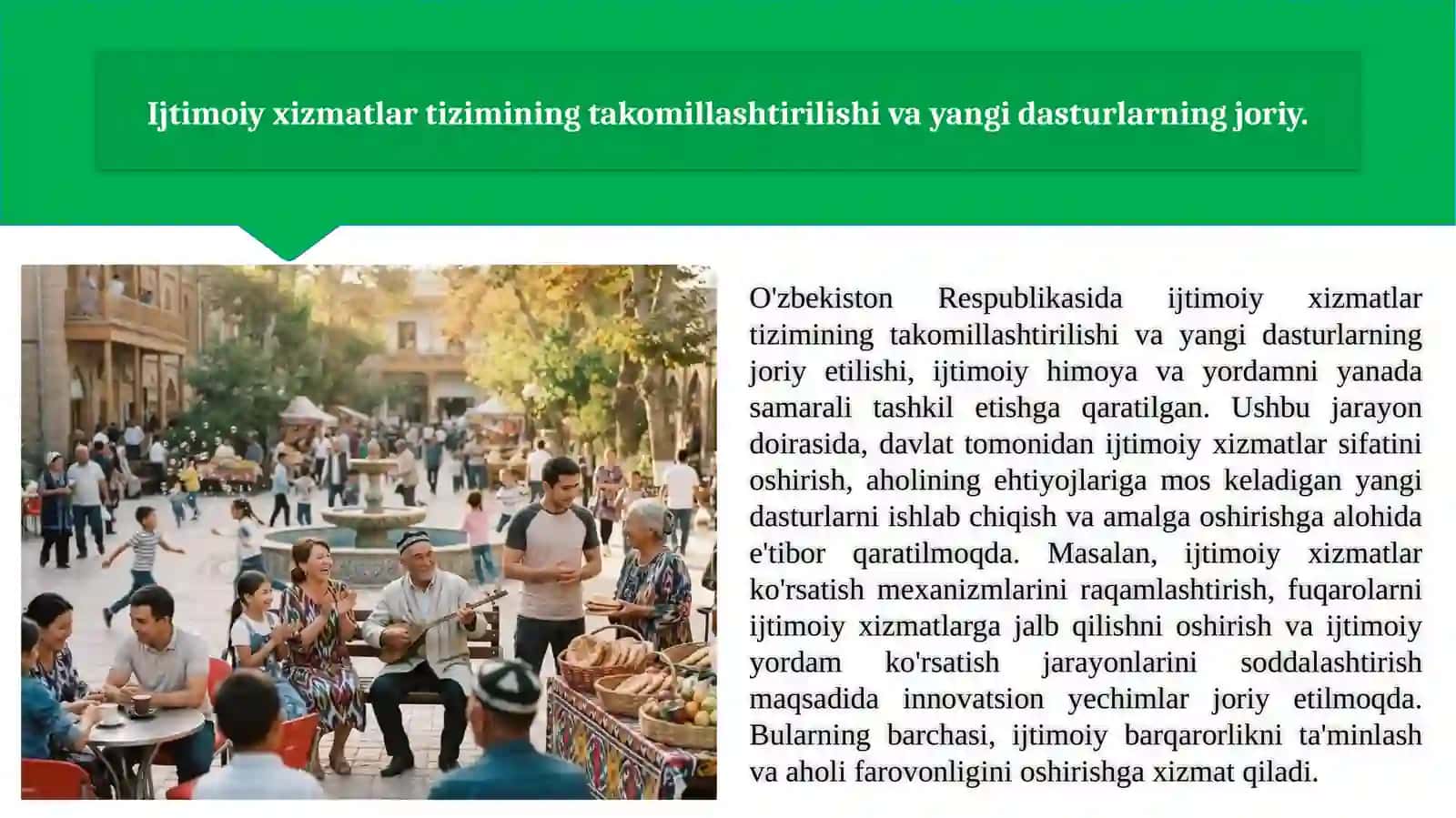 O'zbekiston Respublikasida ijtimoiy sohadagi islohotlar 2