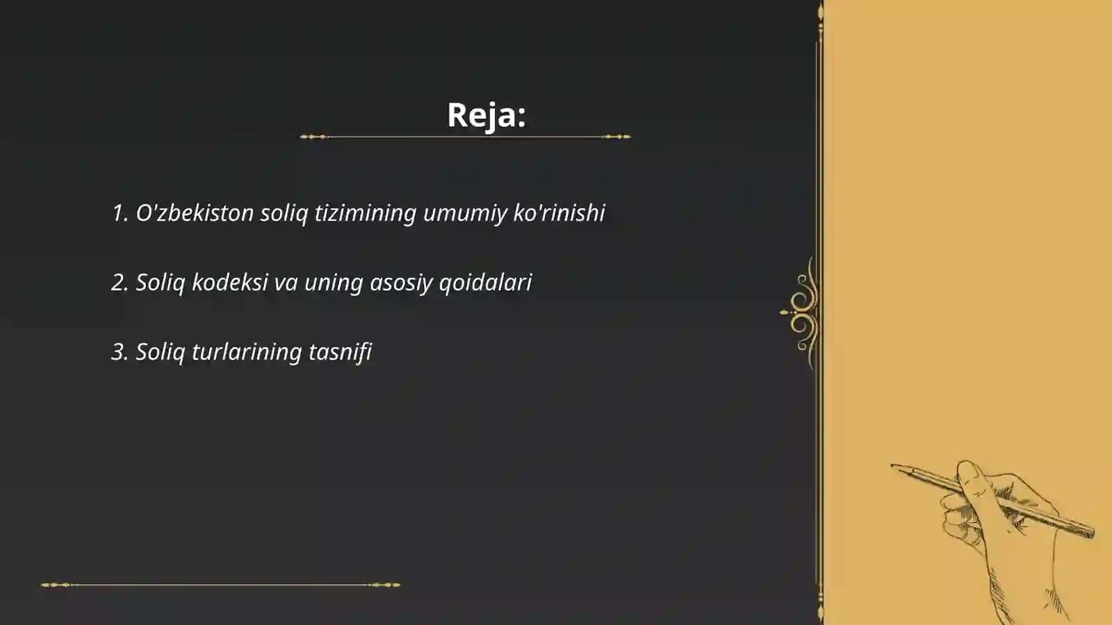O'zbekistonda soliqlarning tuzulish asoslari soliq tizimi va tarkibi 2