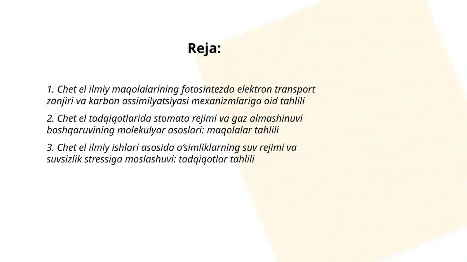 O'simliklar fiziologiyasi yuzasidan chet el ilmiy tadqiqotlar va ular haqida ilmiy maqolalarni tahlil etish 2