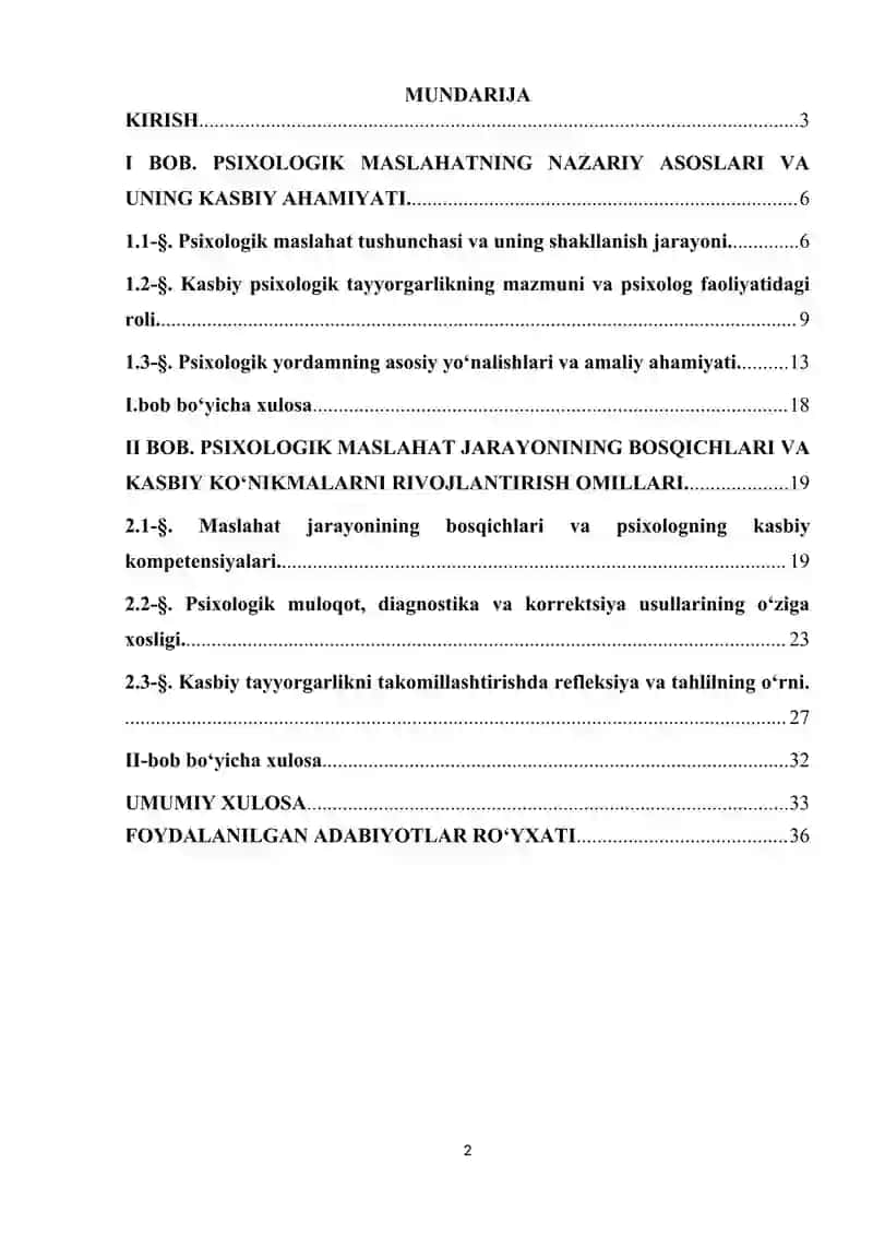 PSIXOLOGIK MASLAHATGA KASBIY TAYYORGARLIK 2